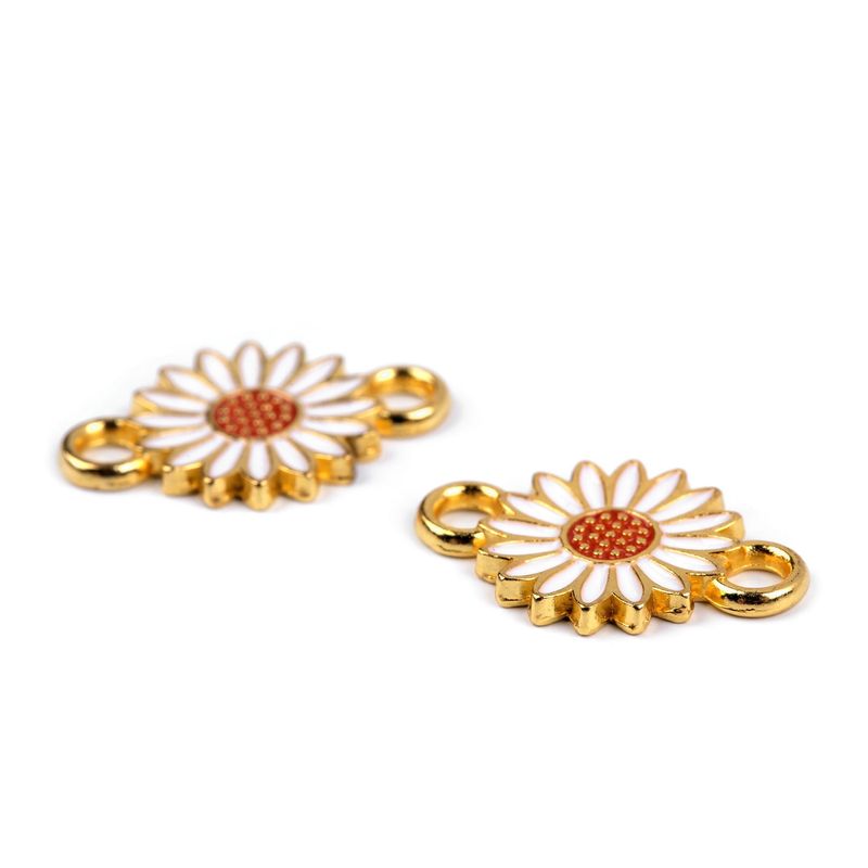 Fashion, accesorii si bijuterii - Femei - Bijuterii femei - Pandantive femei - Pandantiv decorativ metalic 14 x 21 mm Floare alba - Infinity.ro