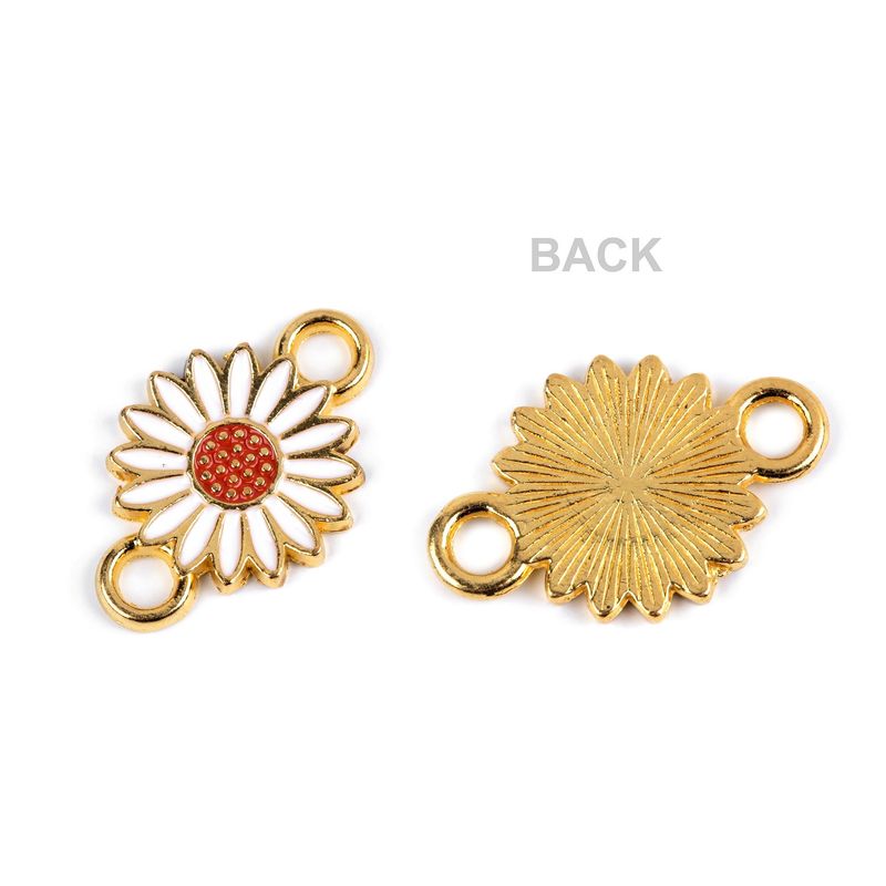 Fashion, accesorii si bijuterii - Femei - Bijuterii femei - Pandantive femei - Pandantiv decorativ metalic 14 x 21 mm Floare alba - Infinity.ro