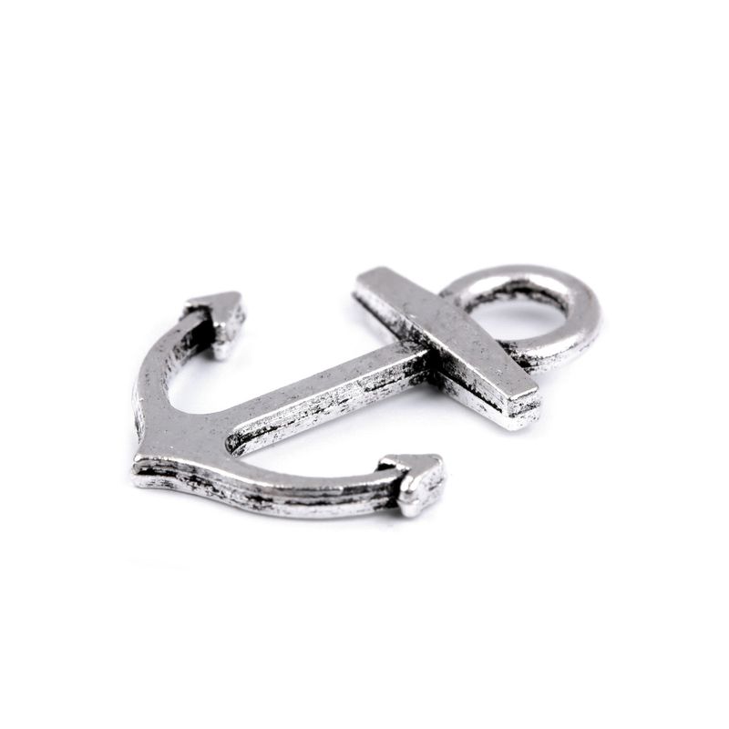 Fashion, accesorii si bijuterii - Barbati - Bijuterii barbati - Lanturi si pandantive barbati - Pandantiv decorativ metalic 14 x 18 mm Ancora platinum - Infinity.ro