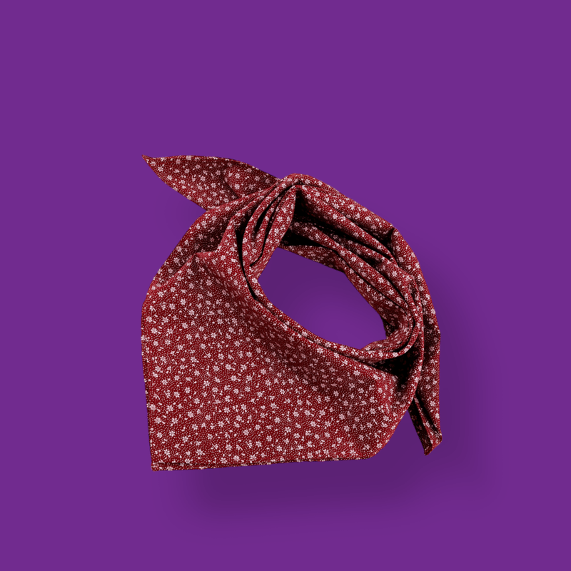 Fashion, accesorii si bijuterii - Femei - Accesorii femei - Esarfe si fulare femei - Batic bumbac, imprimeu floral, 65 x 65 cm Bordo - Infinity.ro