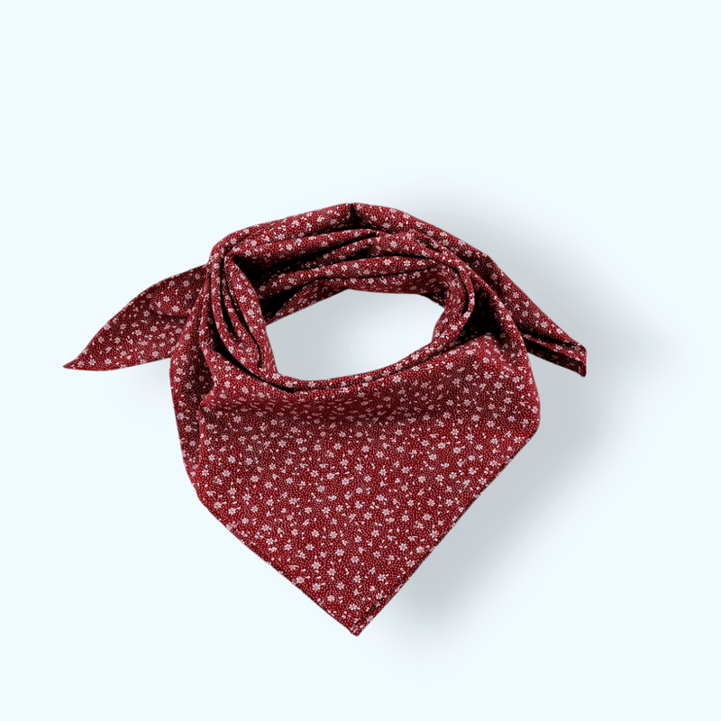 Fashion, accesorii si bijuterii - Femei - Accesorii femei - Esarfe si fulare femei - Batic bumbac, imprimeu floral, 65 x 65 cm Bordo - Infinity.ro