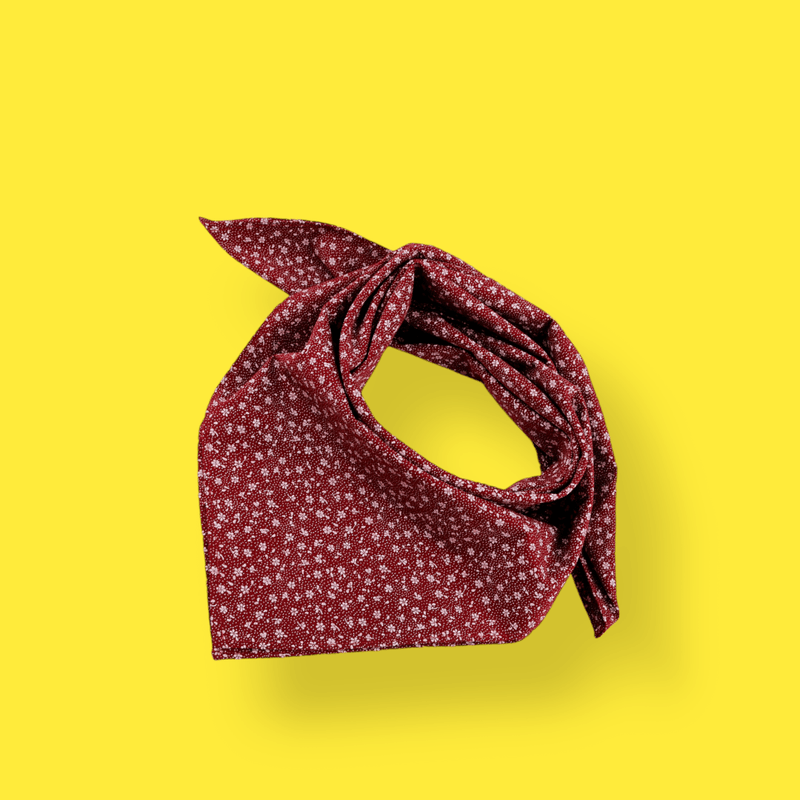 Fashion, accesorii si bijuterii - Femei - Accesorii femei - Esarfe si fulare femei - Batic bumbac, imprimeu floral, 65 x 65 cm Bordo - Infinity.ro