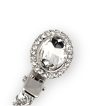 Fashion, accesorii si bijuterii - Femei - Bijuterii femei - Brose femei - Brosa decorativa cardigan cu lant Crisalida, 16 cm Crystal - Infinity.ro