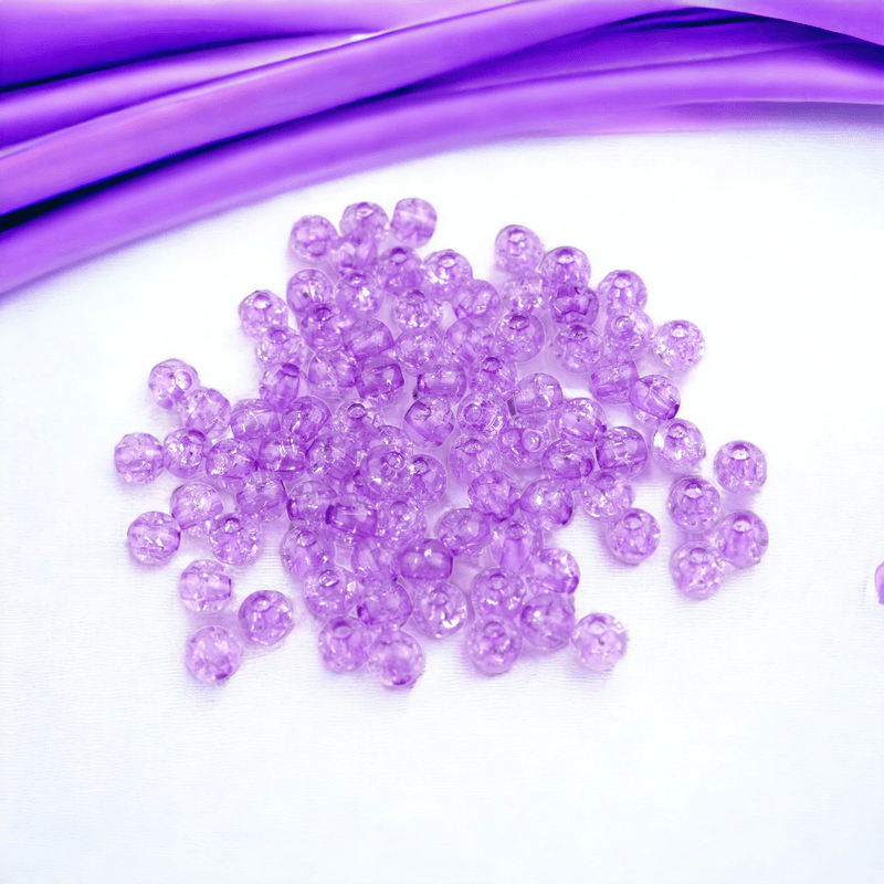 Casa si Gradina - Decoratiuni - DIY - Articole mercerie - Set 250 margele plastic Cracked, diametru 6 mm, 30 g, Mov deschis - Infinity.ro