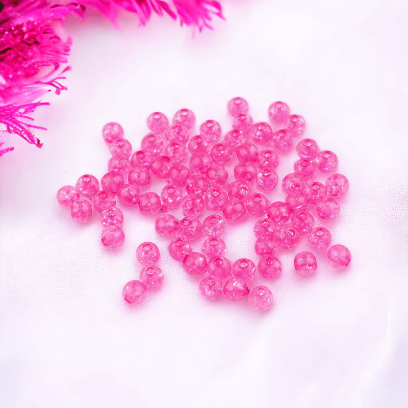 Casa si Gradina - Decoratiuni - DIY - Articole mercerie - Set 250 margele plastic Cracked, diametru 6 mm, 30 g, Roz - Infinity.ro