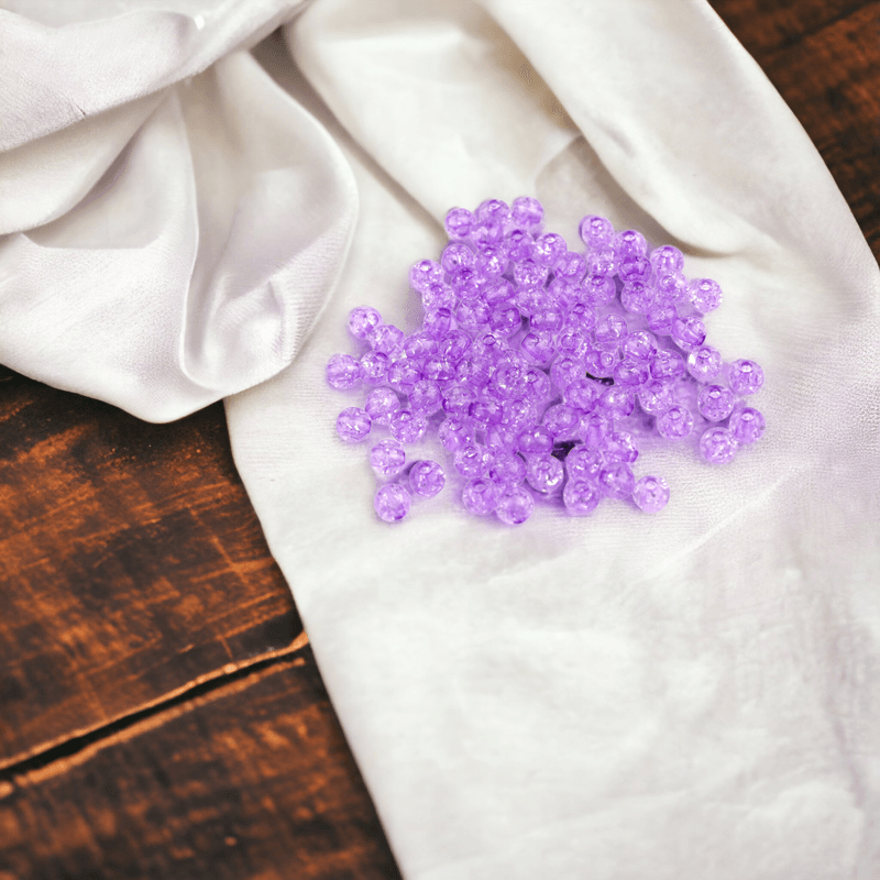 Casa si Gradina - Decoratiuni - DIY - Articole mercerie - Set 250 margele plastic Cracked, diametru 6 mm, 30 g, Mov deschis - Infinity.ro