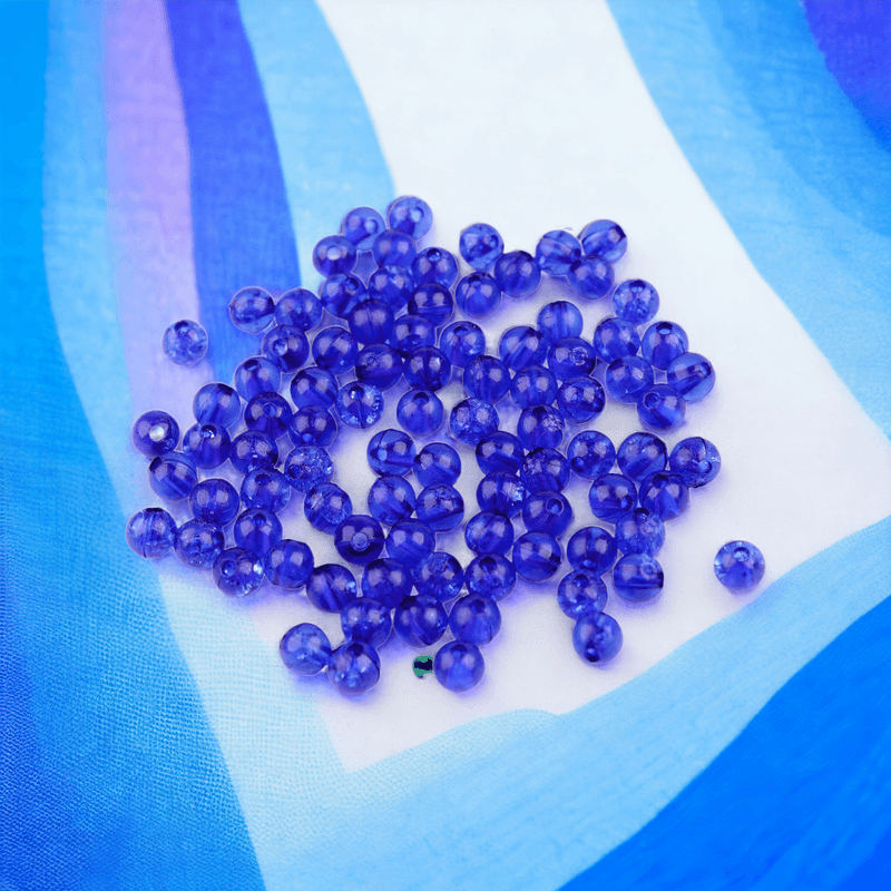 Casa si Gradina - Decoratiuni - DIY - Articole mercerie - Set 250 margele plastic Cracked, diametru 6 mm, 30 g, Albastru - Infinity.ro