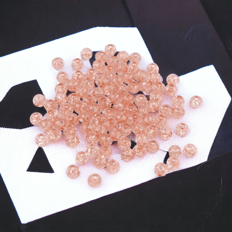 Casa si Gradina - Decoratiuni - DIY - Articole mercerie - Set 250 margele plastic Cracked, diametru 6 mm, 30 g, Bej - Infinity.ro