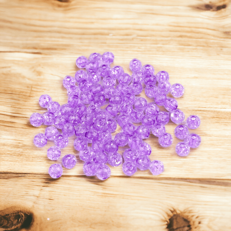 Casa si Gradina - Decoratiuni - DIY - Articole mercerie - Set 250 margele plastic Cracked, diametru 6 mm, 30 g, Mov deschis - Infinity.ro