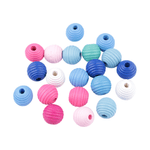 Casa si Gradina - Decoratiuni - DIY - Articole mercerie - Set 20 margele din lemn striate Crisalida, diametru 13 mm, nuante albastru si roz - Infinity.ro
