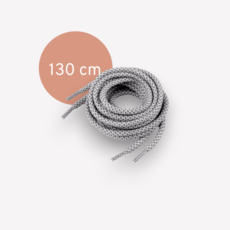 Fashion, accesorii si bijuterii - Femei - Incaltaminte femei - Accesorii incaltaminte - Set 2 sireturi rotunde poliester pentru incaltaminte si hanorace 130 cm, Gri alb - Infinity.ro