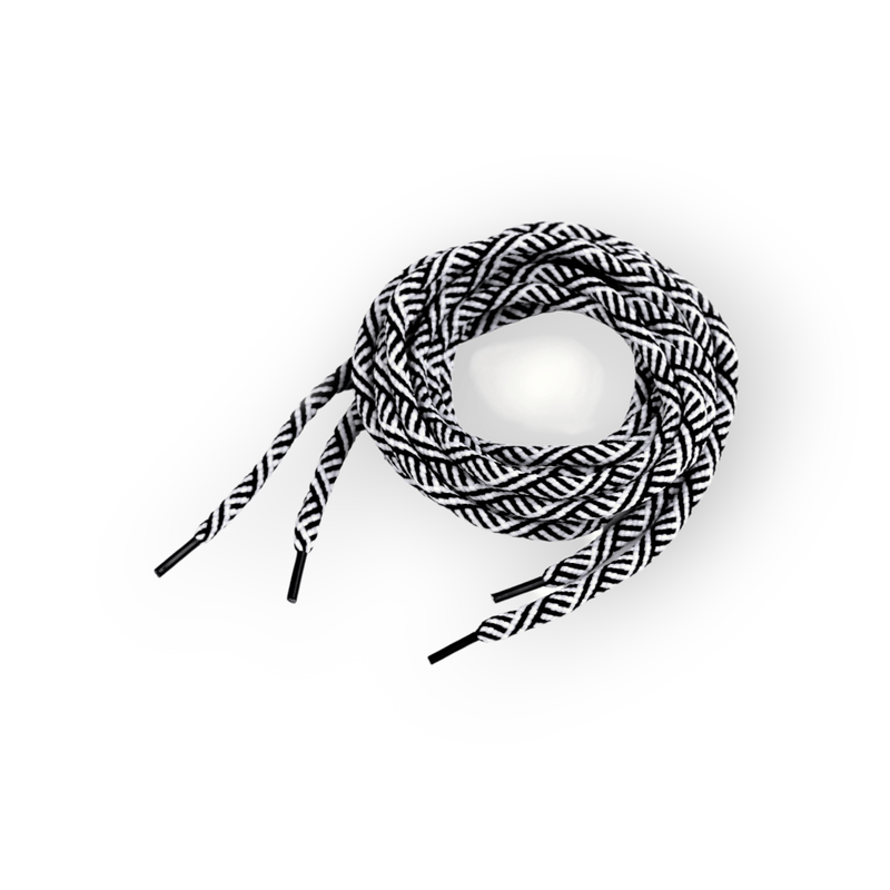 Fashion, accesorii si bijuterii - Femei - Incaltaminte femei - Accesorii incaltaminte - Set 2 sireturi rotunde poliester pentru pantofi sport 0,5 x 130 cm, Negru alb - Infinity.ro