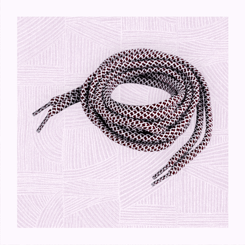 Fashion, accesorii si bijuterii - Femei - Incaltaminte femei - Accesorii incaltaminte - Set 2 sireturi rotunde poliester pentru incaltaminte si hanorace 130 cm, Bordo alb - Infinity.ro