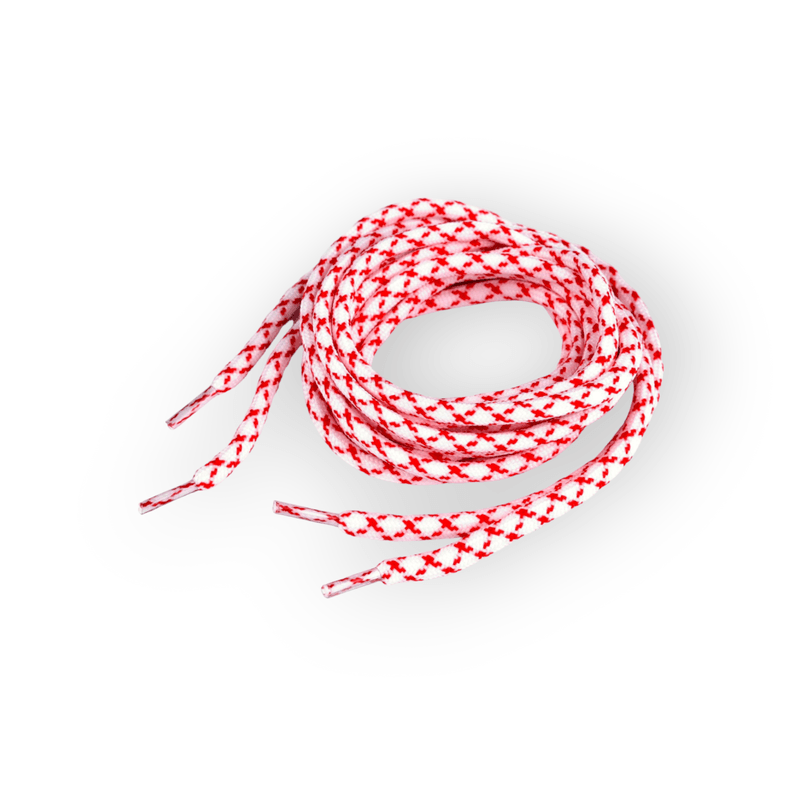 Fashion, accesorii si bijuterii - Femei - Incaltaminte femei - Accesorii incaltaminte - Set 2 sireturi rotunde poliester pentru pantofi sport 130 cm, Alb rosu - Infinity.ro