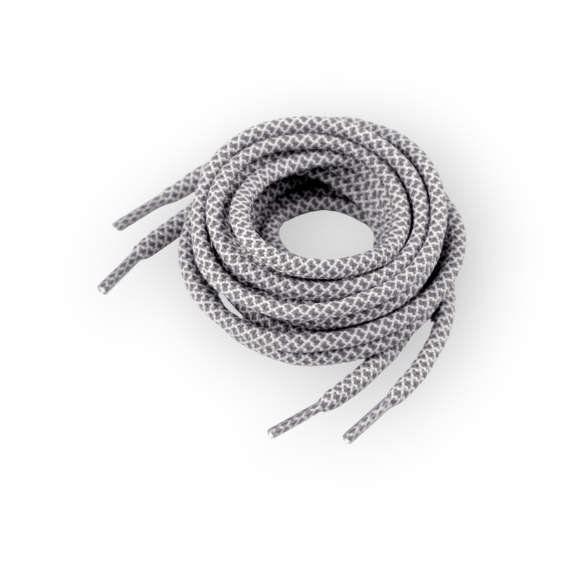 Fashion, accesorii si bijuterii - Femei - Incaltaminte femei - Accesorii incaltaminte - Set 2 sireturi rotunde poliester pentru incaltaminte si hanorace 130 cm, Gri alb - Infinity.ro