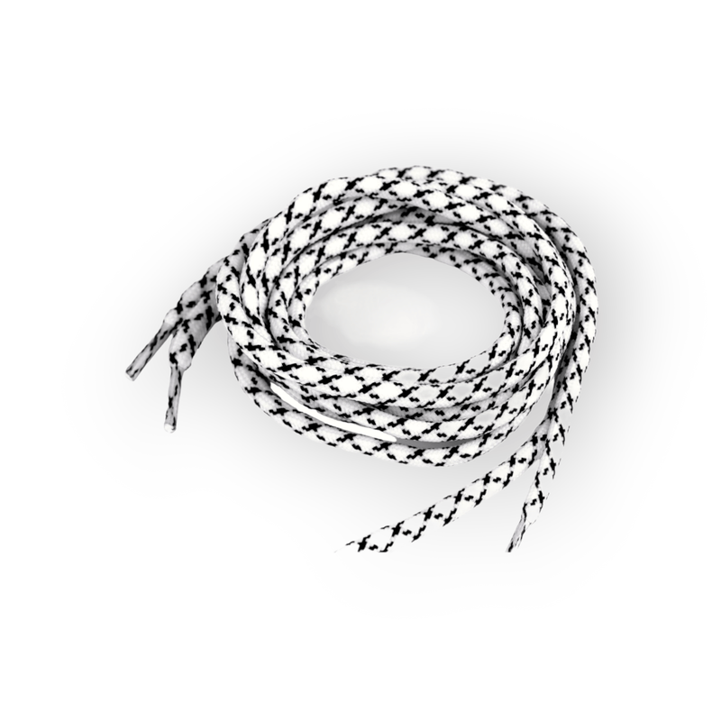 Fashion, accesorii si bijuterii - Femei - Incaltaminte femei - Accesorii incaltaminte - Set 2 sireturi rotunde poliester pentru pantofi sport 130 cm, Alb negru - Infinity.ro