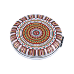 Ingrijire personala si Cosmetice - Machiaj - Oglinzi cosmetice - Oglinda poseta dubla din piele ecologica, Mandala 7 cm, Galben - Infinity.ro