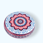 Ingrijire personala si Cosmetice - Machiaj - Oglinzi cosmetice - Oglinda poseta dubla din piele ecologica, Mandala 7 cm, Albastru - Infinity.ro