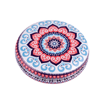 Ingrijire personala si Cosmetice - Machiaj - Oglinzi cosmetice - Oglinda poseta dubla din piele ecologica, Mandala 7 cm, Albastru - Infinity.ro