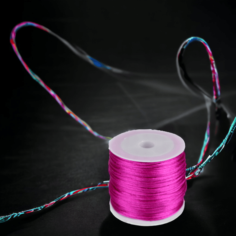 Casa si Gradina - Decoratiuni - DIY - Articole mercerie - Snur satinat pentru tehnica kumihimo, 27 m, diametru 1 mm, Mov neon - Infinity.ro