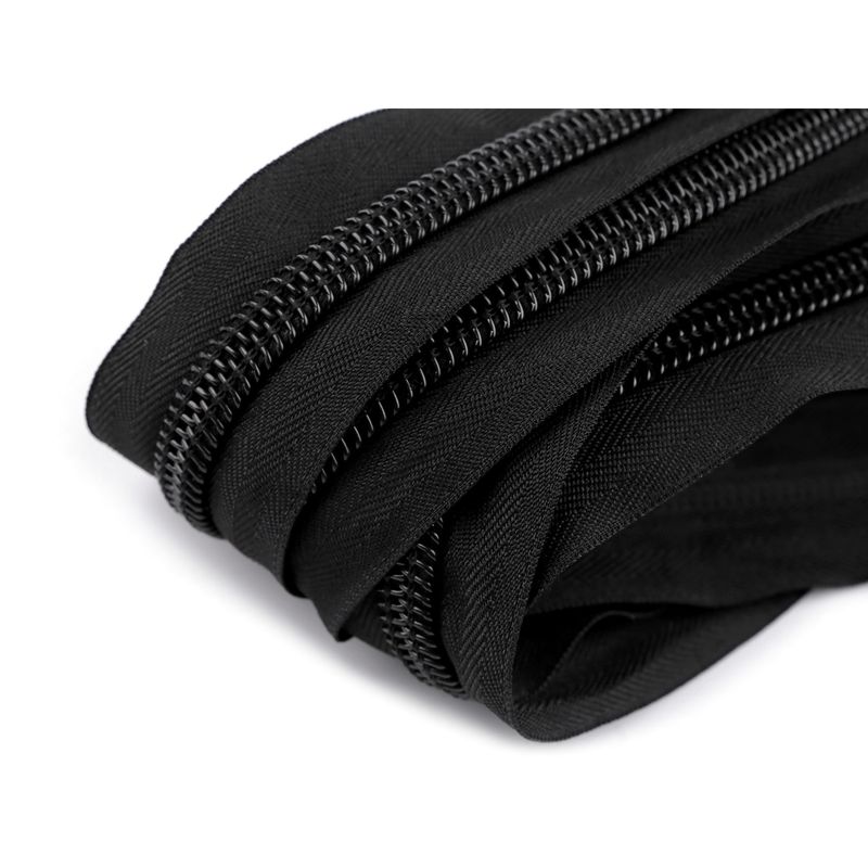 Casa si Gradina - Decoratiuni - DIY - Articole mercerie - Fermoar spiralat nedetasabil latime 1 cm, lungime 195 cm, cursor cu dublu tragator Negru - Infinity.ro