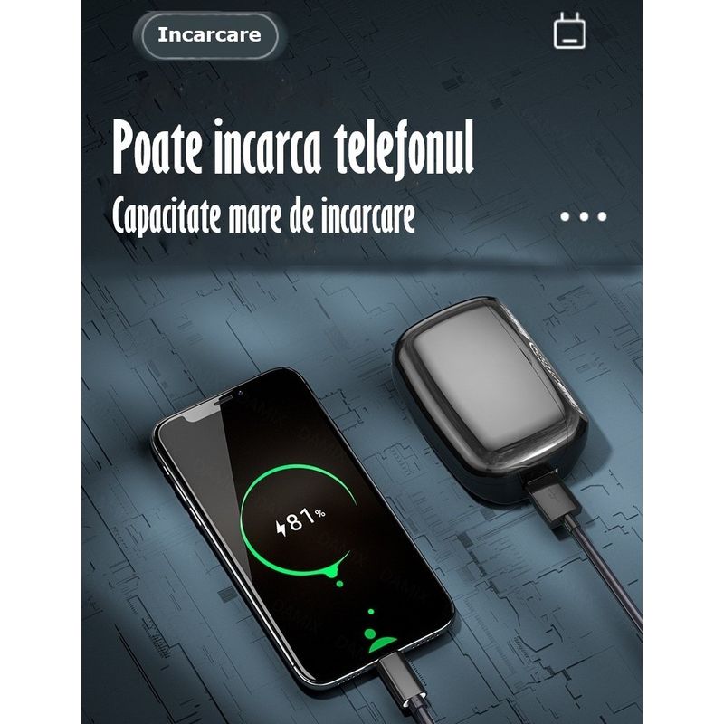 TV, Audio-Video si Foto - Portabile audio - Casti audio - Casti Audio Wireless fara fir, Bluetooth 5.1, tip Earbuds cu Control Touch,Microfon,Noise Cancelling,tip Earpods Telefon - Infinity.ro