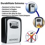 Casa si Gradina - Constructii - Depozitare, transport si protectie - Seifuri si casete de valori - Cutie Metalica REVOSE™ Interior-Exterior Pentru Chei,Cifru Mecanic,130x100x50 mm,Regim Hotelier, Air-Bnb, Montare Perete - Infinity.ro