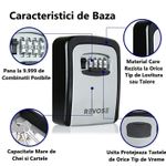 Casa si Gradina - Constructii - Depozitare, transport si protectie - Seifuri si casete de valori - Cutie Metalica REVOSE™ Interior-Exterior Pentru Chei,Cifru Mecanic,130x100x50 mm,Regim Hotelier, Air-Bnb, Montare Perete - Infinity.ro
