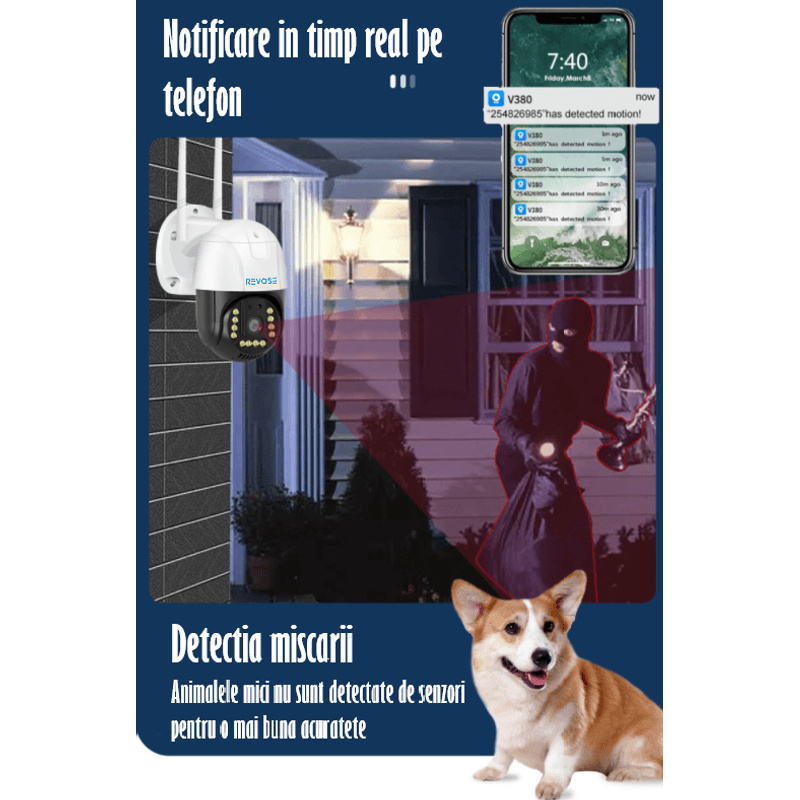 Casa si Gradina - Electrice - Smart Home - Camere de supraveghere - Camera de Supraveghere REVOSE™ 5MP, Aplicatie Dedicata, Intelligent Tracking, PTZ, WIFI, Lan, AP hotspot,Micro SD,Rotire - Infinity.ro