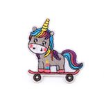 Casa si Gradina - Decoratiuni - DIY - Articole mercerie - Petic termoadeziv brodat 67 x 82 mm Unicorn maro - Infinity.ro