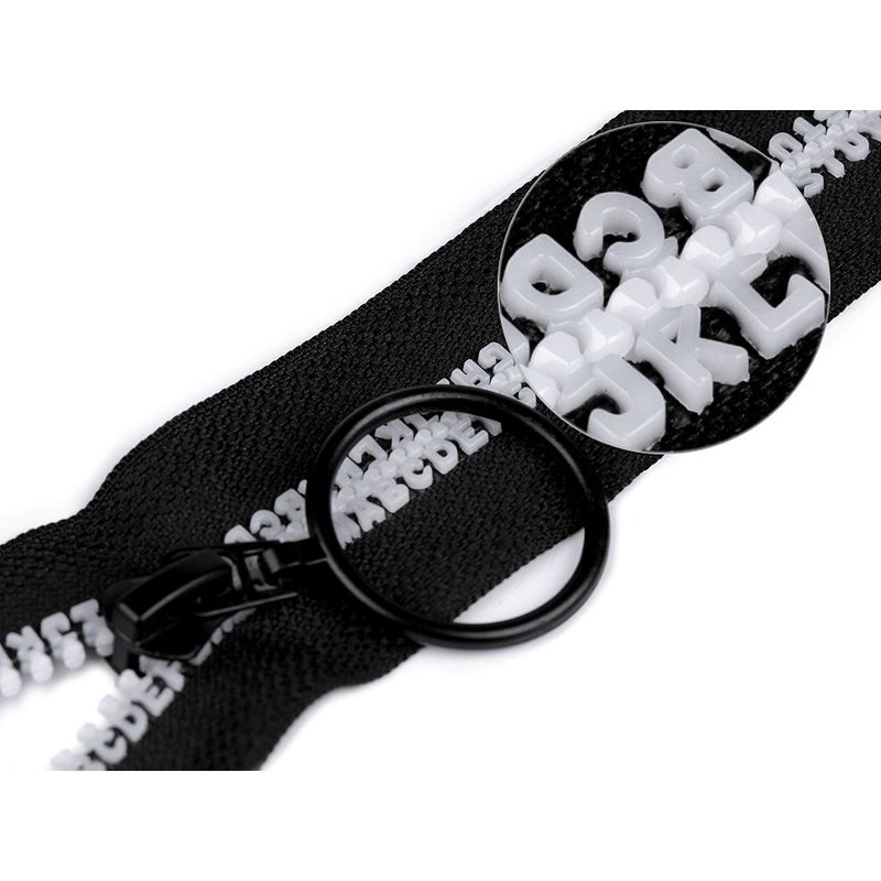 Casa si Gradina - Decoratiuni - DIY - Articole mercerie - Fermoar injectabil detasabil cu litere Kyrra, lungime 80 cm, Negru - Infinity.ro