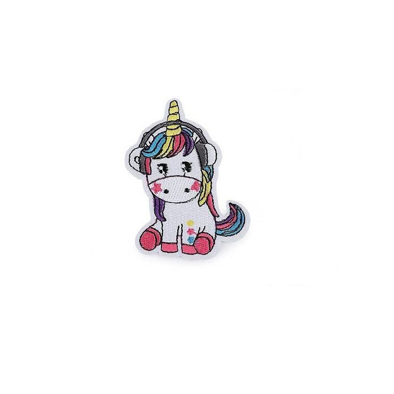 Casa si Gradina - Decoratiuni - DIY - Articole mercerie - Petic termoadeziv brodat 58 x 75 mm Unicorn alb - Infinity.ro