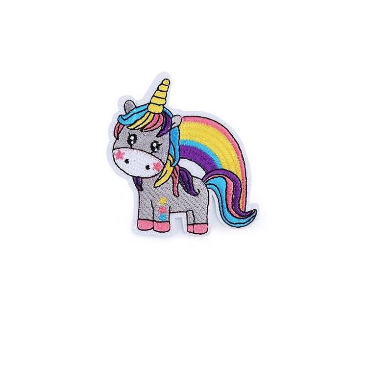 Casa si Gradina - Decoratiuni - DIY - Articole mercerie - Petic termoadeziv brodat 66 x 75 mm Unicorn gri - Infinity.ro