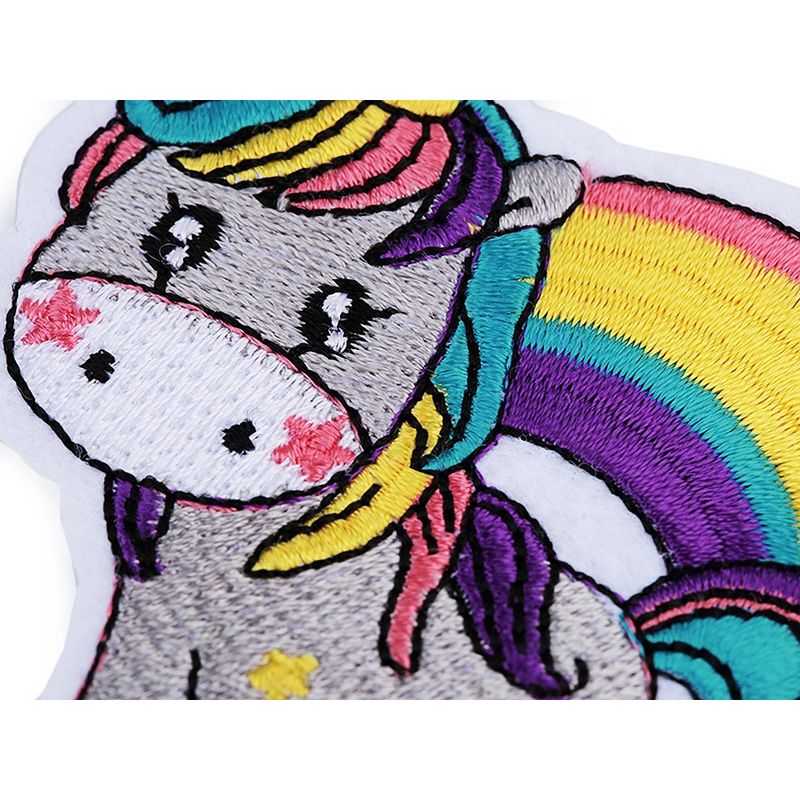 Casa si Gradina - Decoratiuni - DIY - Articole mercerie - Petic termoadeziv brodat 66 x 75 mm Unicorn gri - Infinity.ro