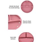 Jucarii, Copii si Bebe - Hrana si alaptare - Biberoane, suzete si accesorii hranire - Articole hranire bebelusi - Set Complet Diversificare din Silicon, Farfurie cu Tacamuri, Bavetica, Cana-Pahar,Bol cu Lingura si Furculita, Dark Pink - Infinity.ro