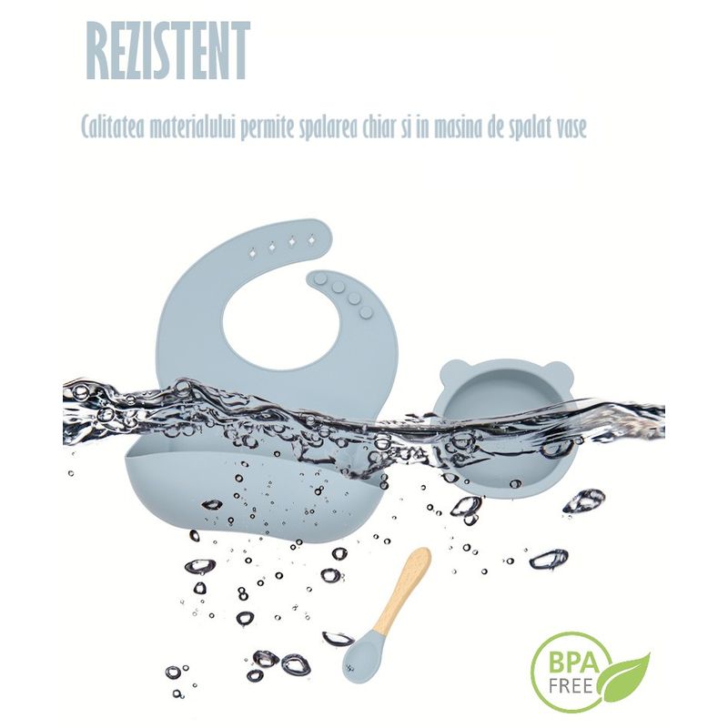 Jucarii, Copii si Bebe - Hrana si alaptare - Biberoane, suzete si accesorii hranire - Articole hranire bebelusi - Set Complet Diversificare din Silicon, Farfurie cu Tacamuri, Bavetica, Cana-Pahar,Bol cu Lingura si Furculita, Dark Pink - Infinity.ro