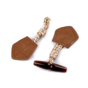 Inchizatoare decorativa cu nasture pentru confectii, 21 cm, Maro deschis