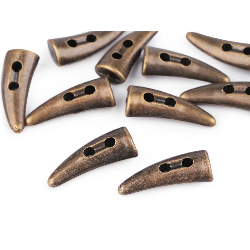 Casa si Gradina - Decoratiuni - DIY - Articole mercerie - Set 10 nasturi din plastic, tip corn, aspect metalic, 13 x 33 mm Vintage - Infinity.ro