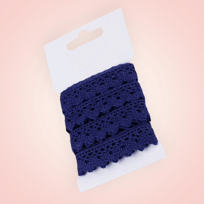 Casa si Gradina - Decoratiuni - DIY - Articole mercerie - Dantela bumbac crosetata, 15 mm x 3 m, Bleumarin - Infinity.ro