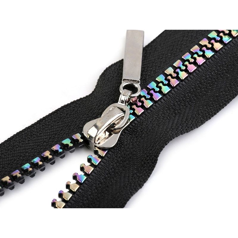 Casa si Gradina - Decoratiuni - DIY - Articole mercerie - Fermoar plastic detasabil, efect curcubeu, lungime 70 cm, Negru - Infinity.ro