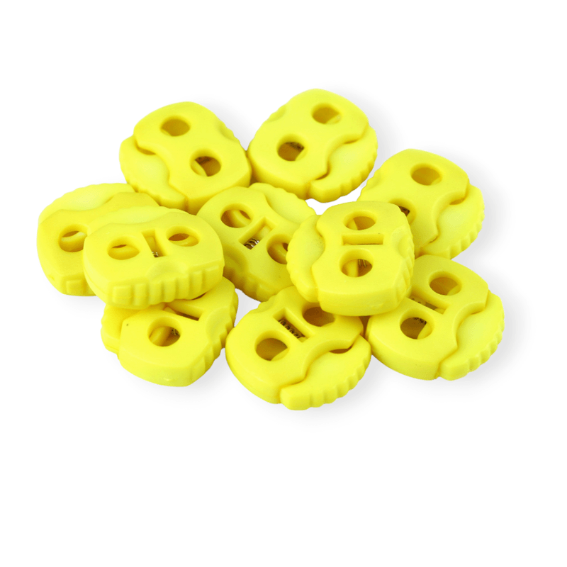 Casa si Gradina - Decoratiuni - DIY - Articole mercerie - Set 10 opritori pentru snur cu 2 gauri, 20 x 20 mm Galben neon - Infinity.ro