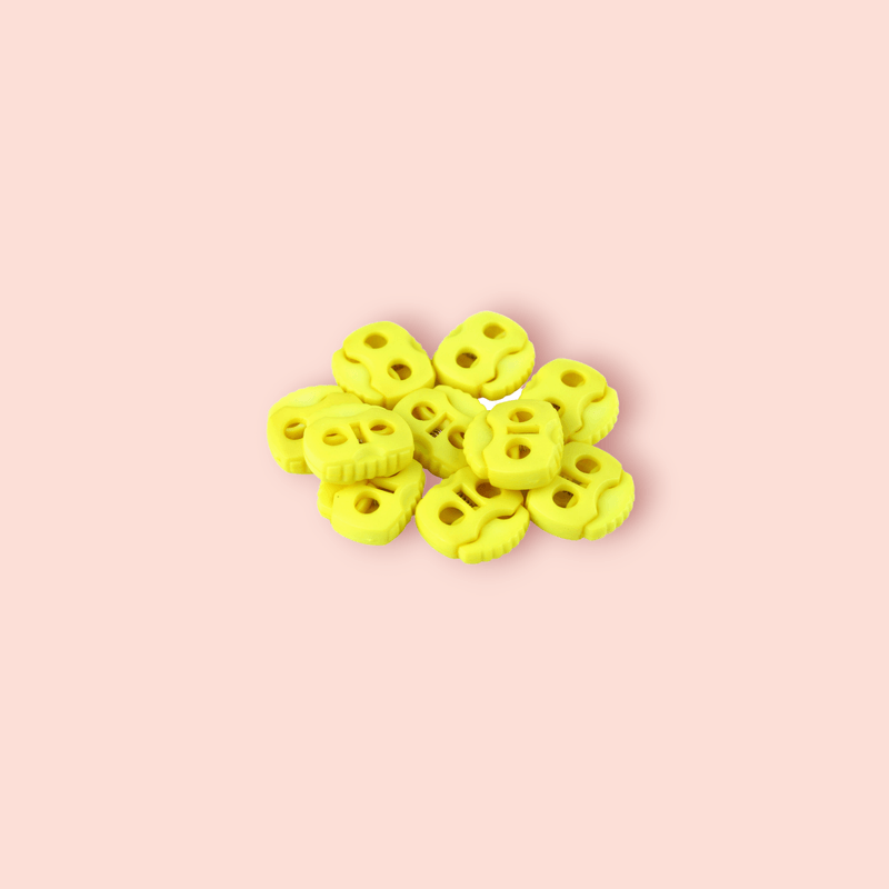 Casa si Gradina - Decoratiuni - DIY - Articole mercerie - Set 10 opritori pentru snur cu 2 gauri, 20 x 20 mm Galben neon - Infinity.ro