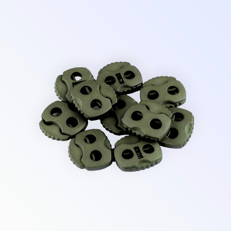 Casa si Gradina - Decoratiuni - DIY - Articole mercerie - Set 10 opritori pentru snur cu 2 gauri, 20 x 20 mm Kaki - Infinity.ro
