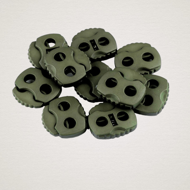 Casa si Gradina - Decoratiuni - DIY - Articole mercerie - Set 10 opritori pentru snur cu 2 gauri, 20 x 20 mm Kaki - Infinity.ro