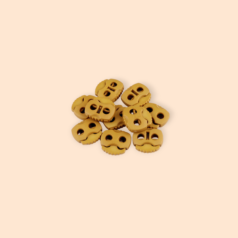 Casa si Gradina - Decoratiuni - DIY - Articole mercerie - Set 10 opritori pentru snur cu 2 gauri, 20 x 20 mm Galben mustar - Infinity.ro