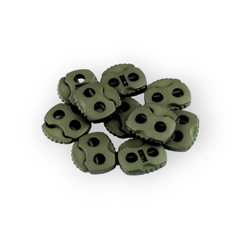 Casa si Gradina - Decoratiuni - DIY - Articole mercerie - Set 10 opritori pentru snur cu 2 gauri, 20 x 20 mm Kaki - Infinity.ro