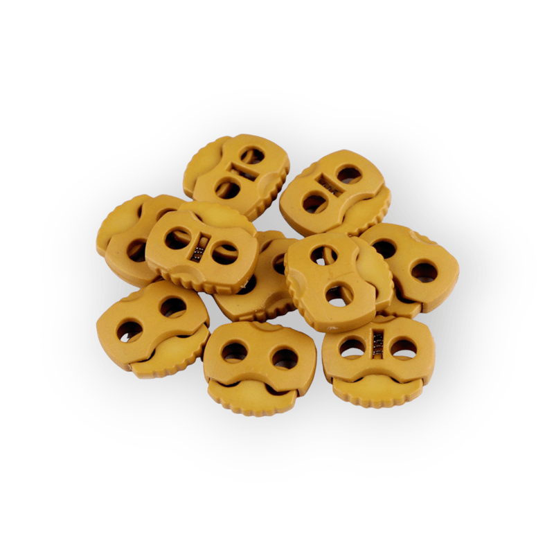 Casa si Gradina - Decoratiuni - DIY - Articole mercerie - Set 10 opritori pentru snur cu 2 gauri, 20 x 20 mm Galben mustar - Infinity.ro