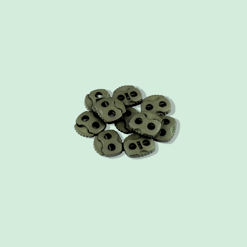 Casa si Gradina - Decoratiuni - DIY - Articole mercerie - Set 10 opritori pentru snur cu 2 gauri, 20 x 20 mm Kaki - Infinity.ro