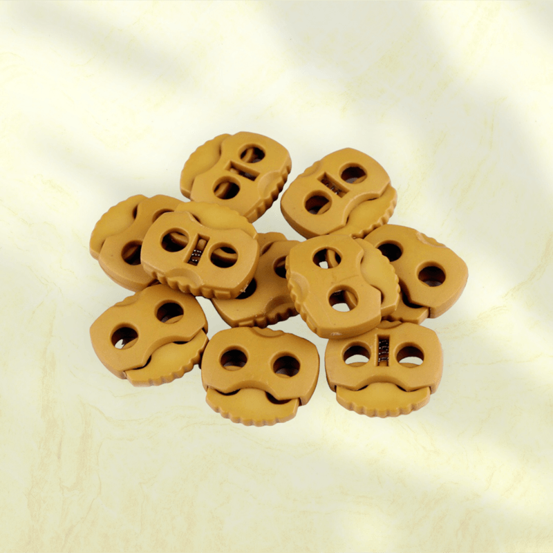 Casa si Gradina - Decoratiuni - DIY - Articole mercerie - Set 10 opritori pentru snur cu 2 gauri, 20 x 20 mm Galben mustar - Infinity.ro