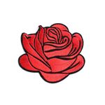 Casa si Gradina - Decoratiuni - DIY - Articole mercerie - Aplicatie termoadeziva brodata 75 x 65 mm Trandafir rosu - Infinity.ro